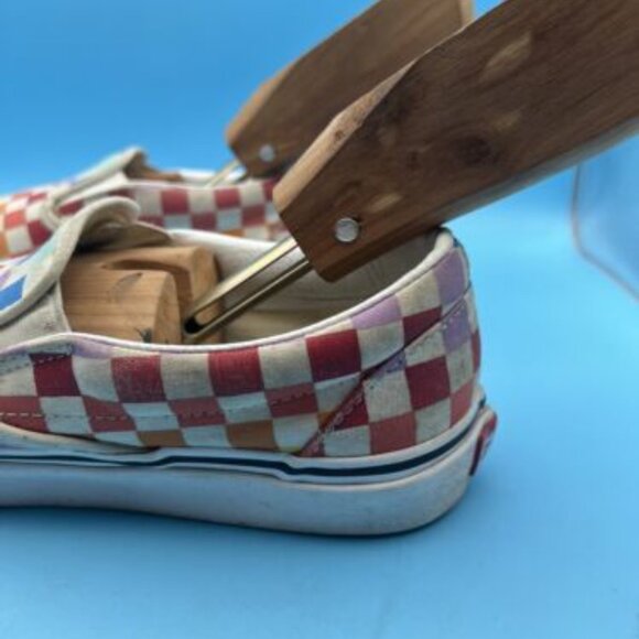 Rainbow Checkered Vans Size 7.5 Men, 9 Woman Laceless Slip On Skater Shoes - Picture 9 of 12